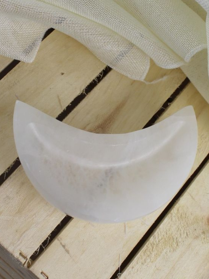 Selenite Crescent Moon Charging Plate